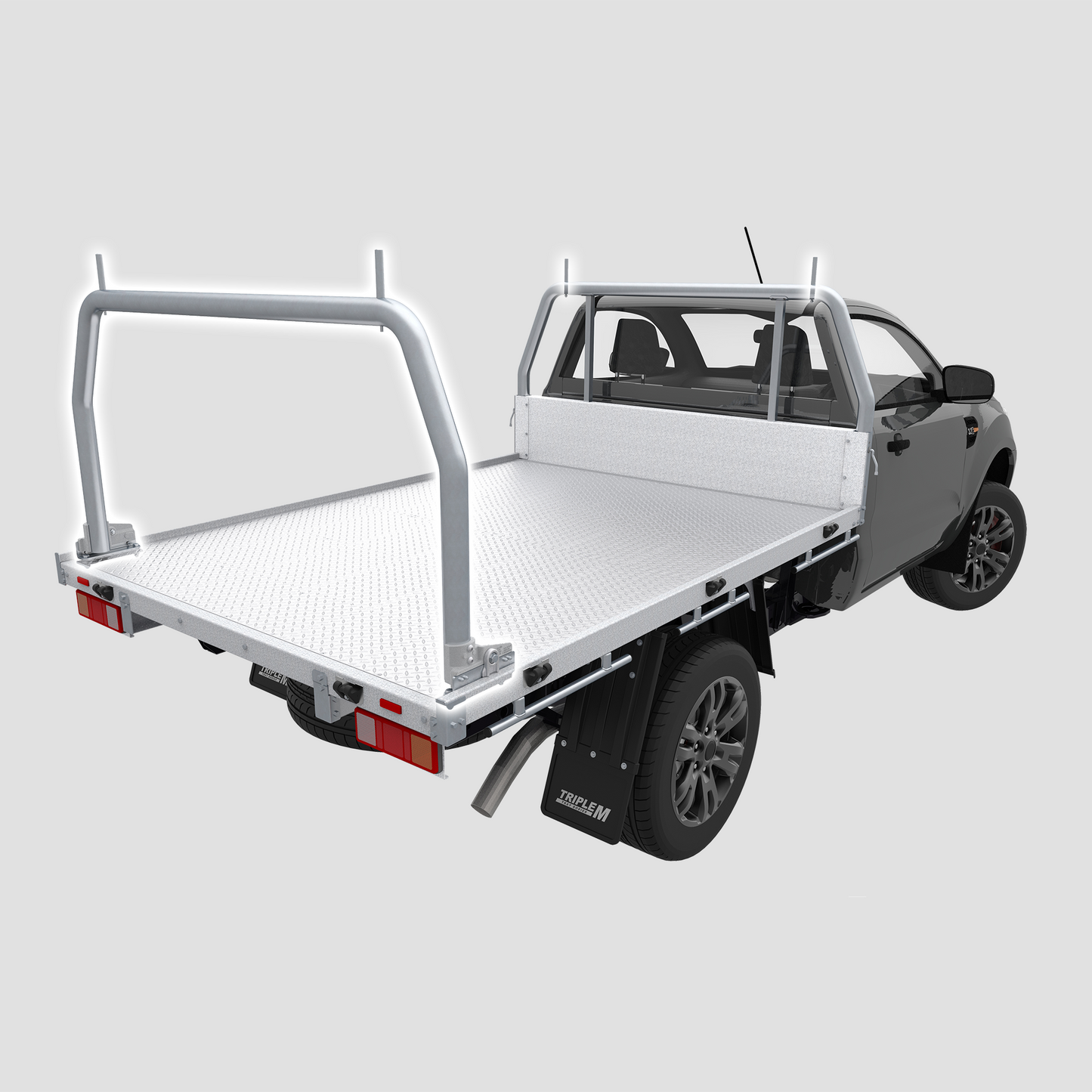 Rear Ladder Rack Round Tube (Pin Ears) - Steel Tray