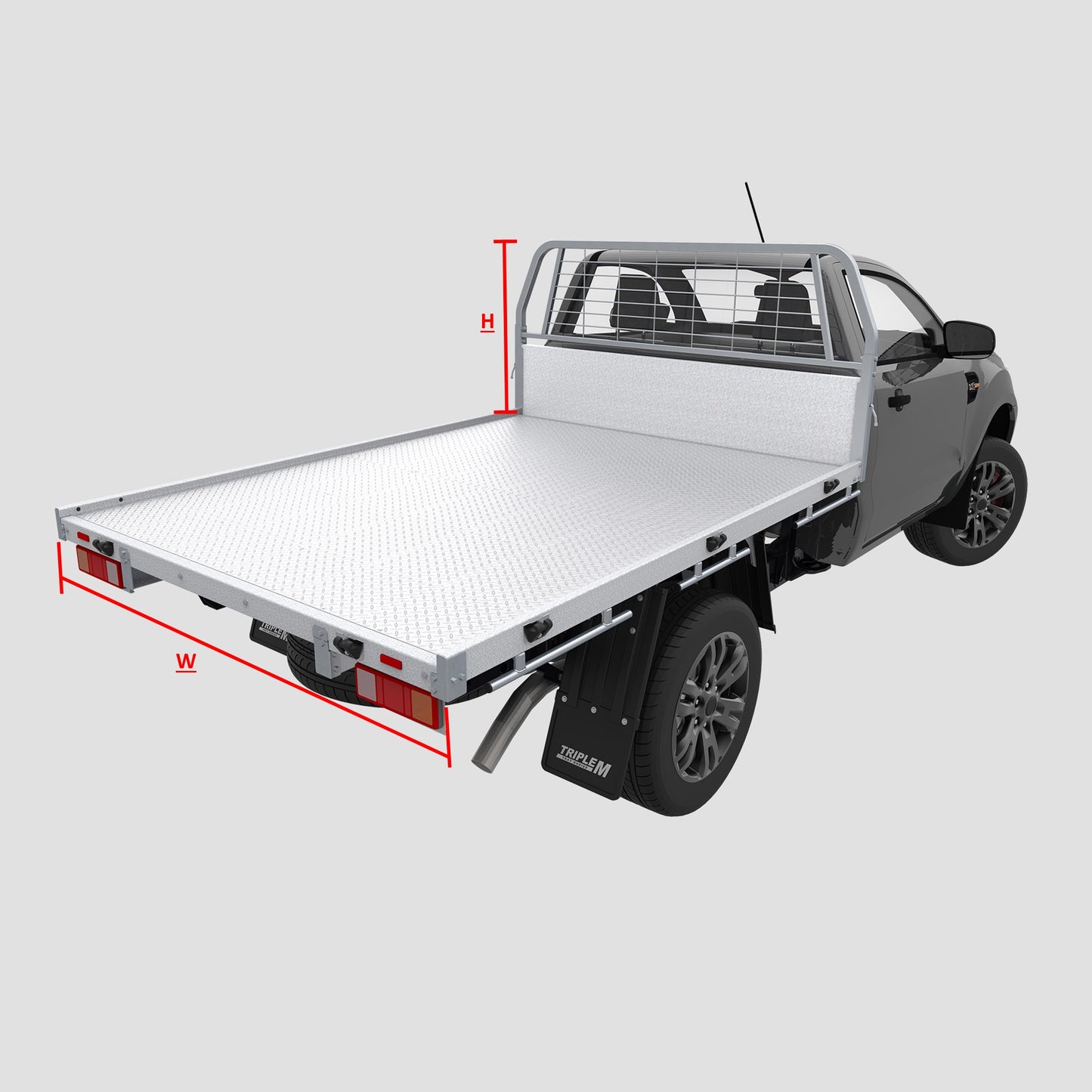 Rear Ladder Rack Round Tube (Fold Down Ears) - Steel Tray
